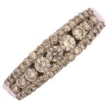 A modern 18ct white gold diamond half eternity band ring, set with modern round brilliant-cut