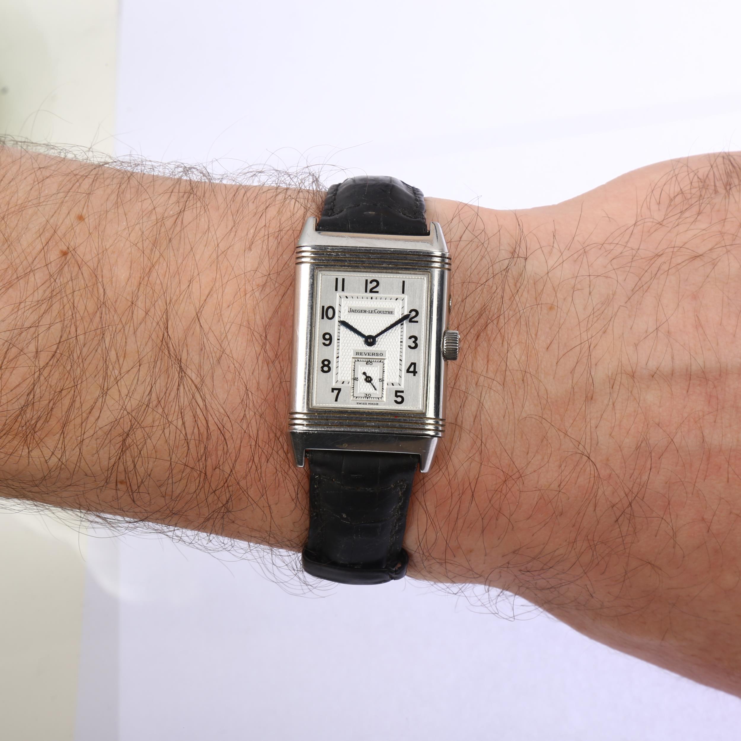 JAEGER LECOULTRE - a stainless steel Reverso Duoface 'Night And Day' mechanical wristwatch, ref. - Image 8 of 8