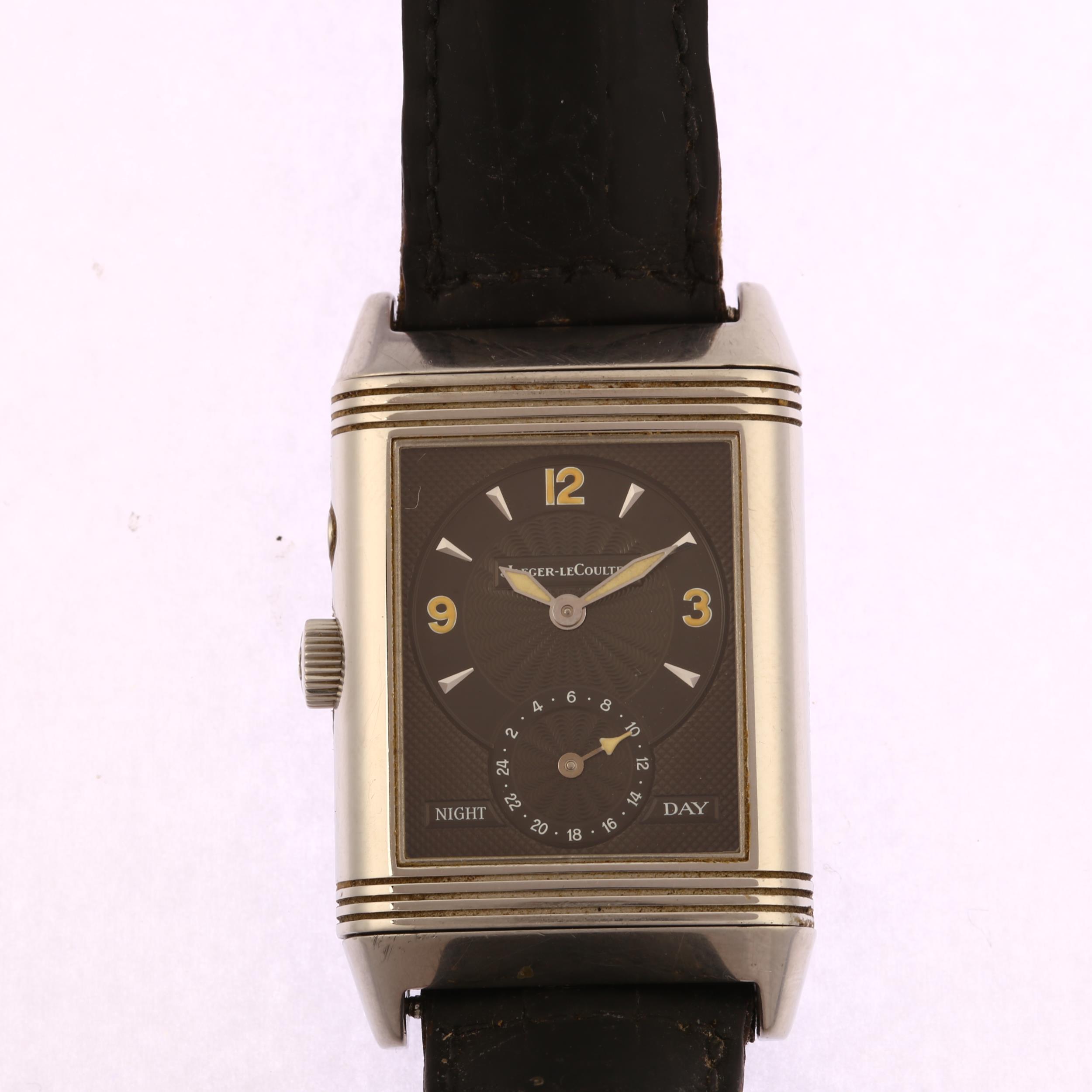 JAEGER LECOULTRE - a stainless steel Reverso Duoface 'Night And Day' mechanical wristwatch, ref. - Image 4 of 8