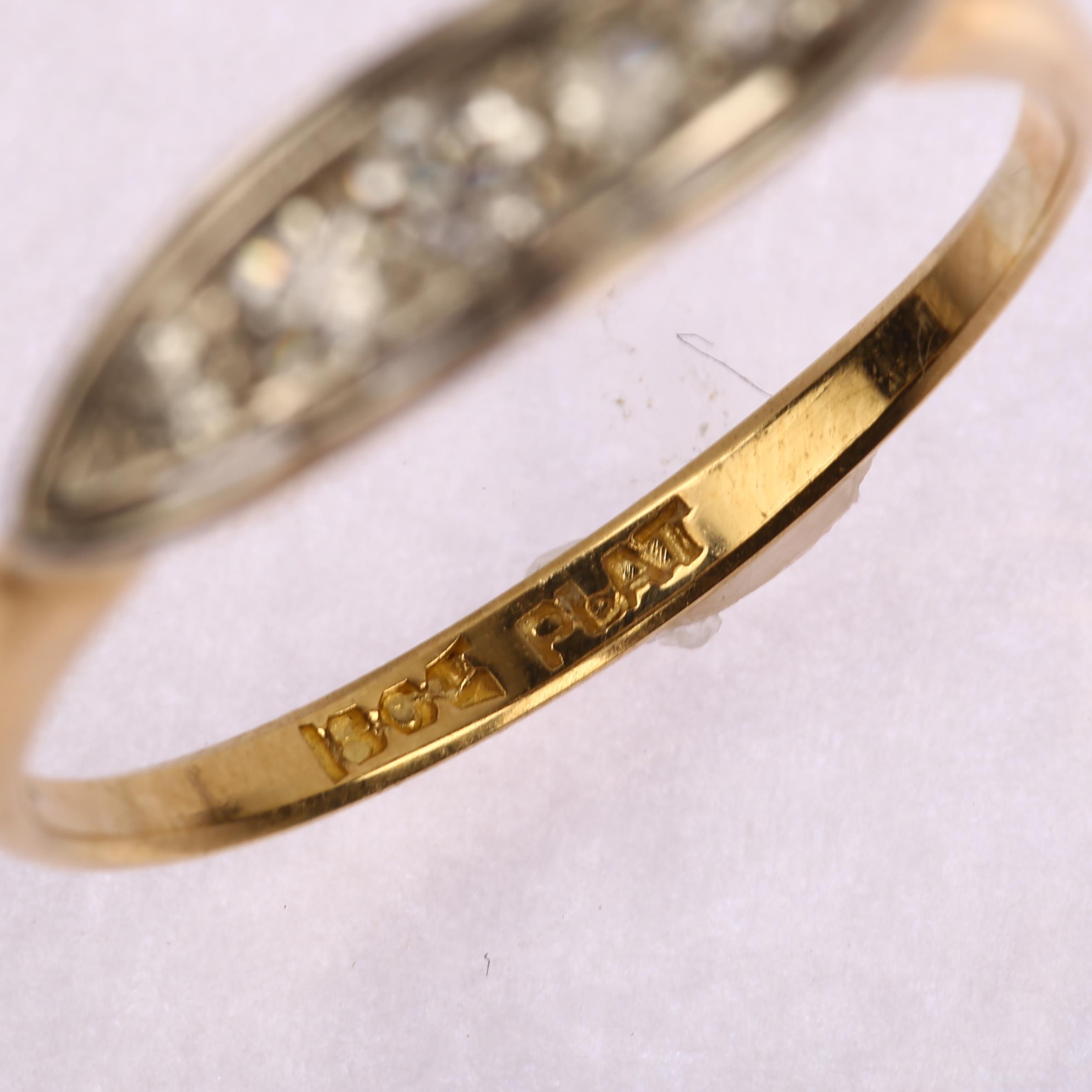 An early 20th century 18ct gold graduated five stone diamond half hoop ring, platinum-topped set - Image 3 of 4