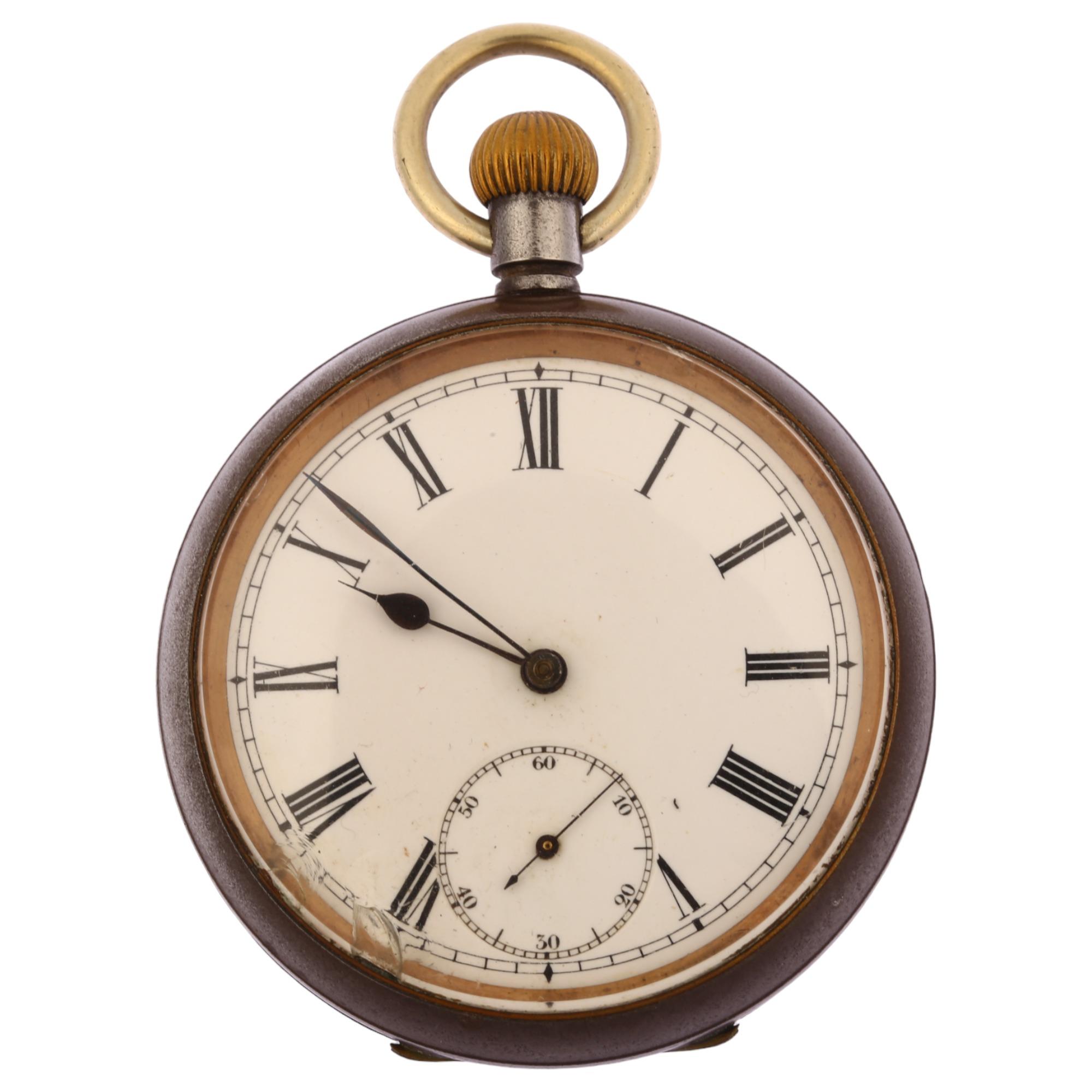 RECORD - an early 20th century silver open-face keyless pocket watch, white enamel dial by James