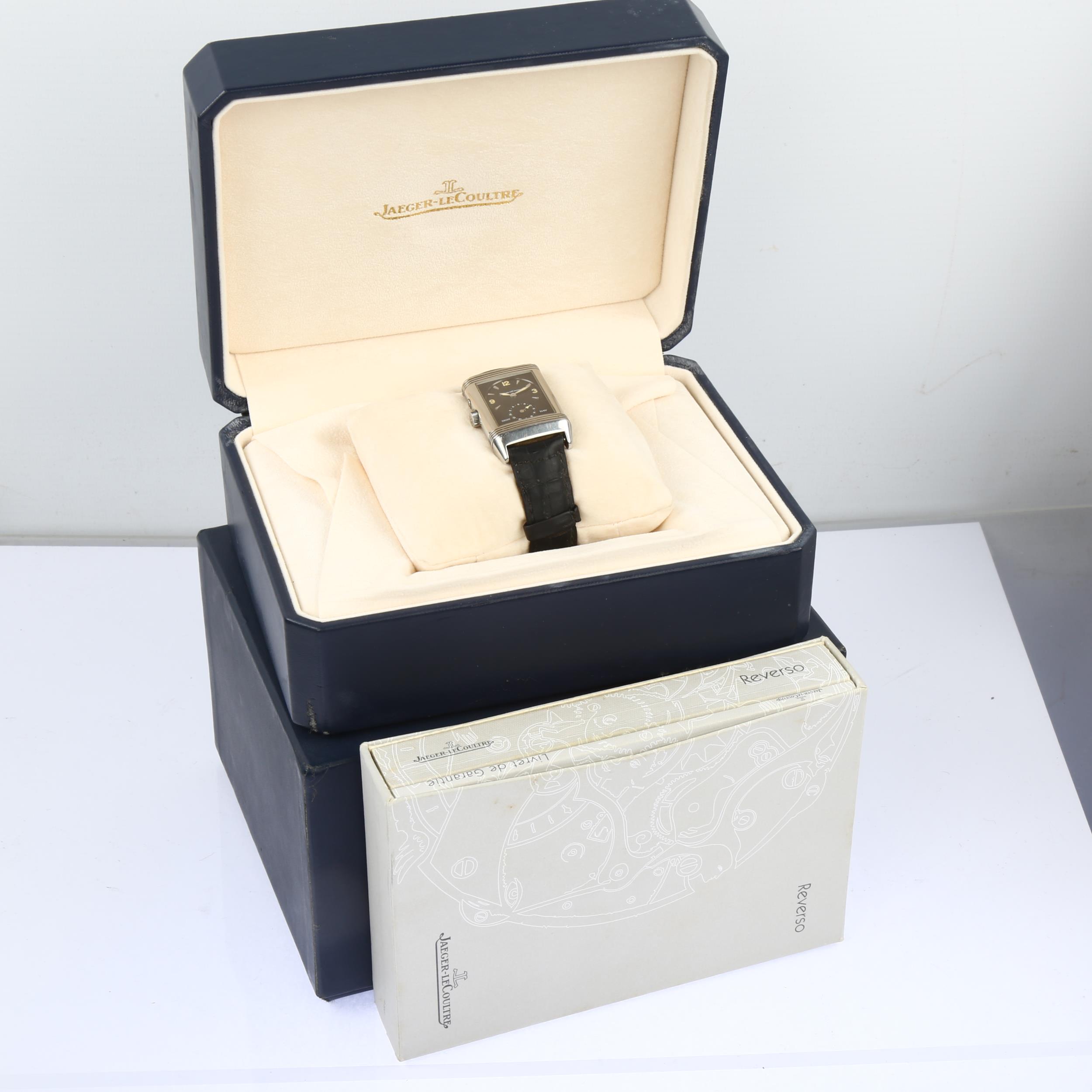 JAEGER LECOULTRE - a stainless steel Reverso Duoface 'Night And Day' mechanical wristwatch, ref. - Image 6 of 8