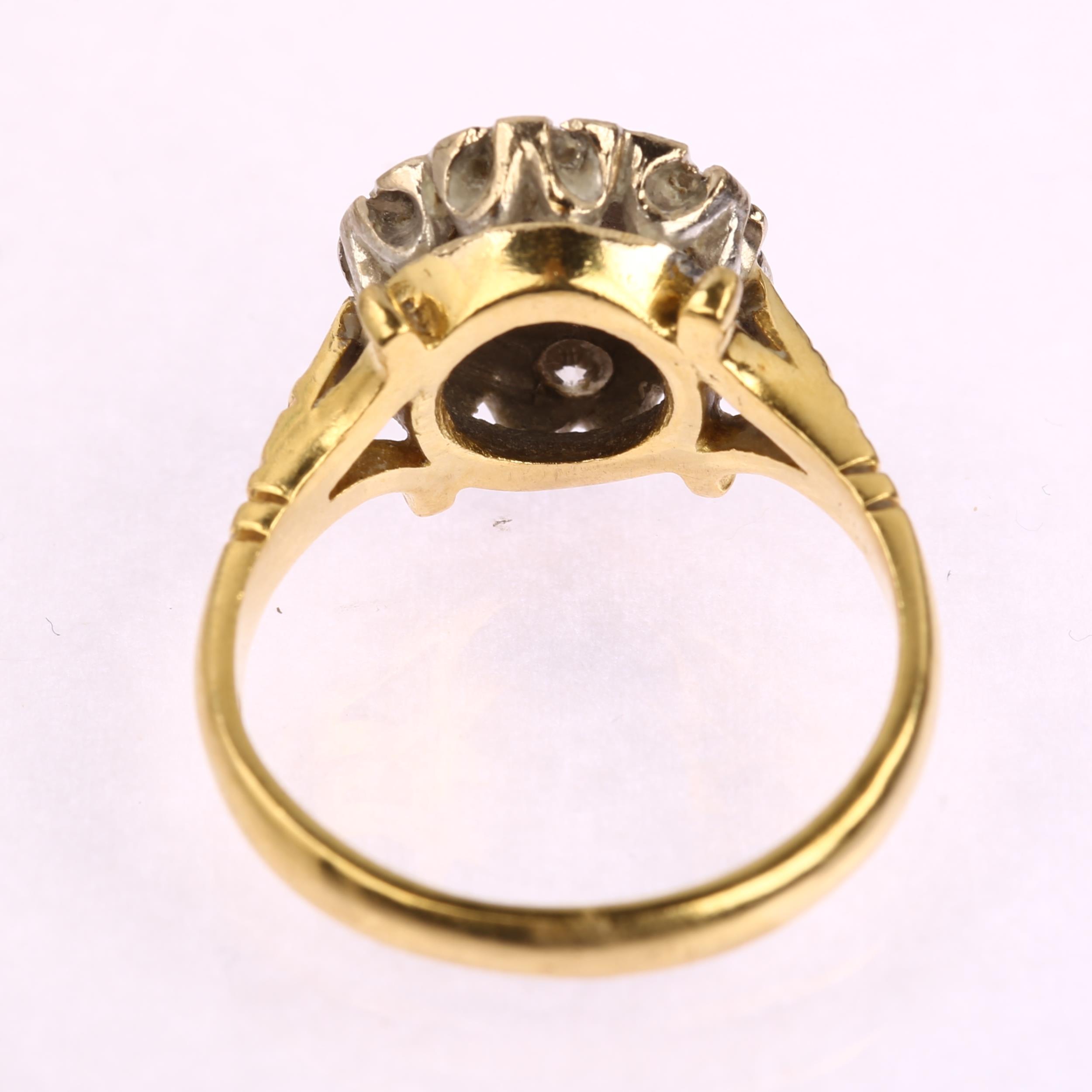 A late 20th century 18ct gold diamond flowerhead cluster ring, set with modern round brilliant-cut - Image 3 of 4