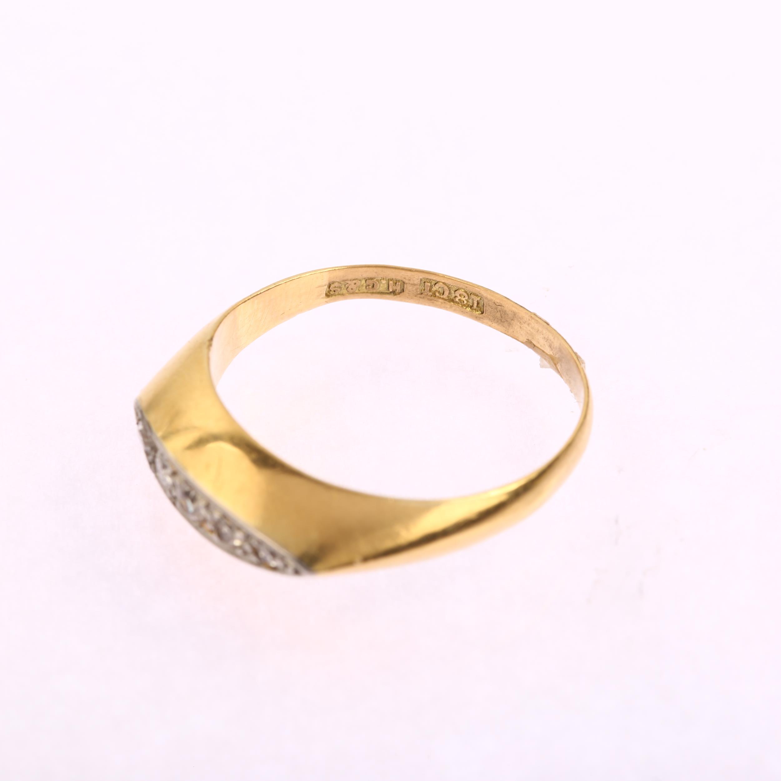 A Victorian 18ct gold graduated five stone diamond half hoop ring, set with old-cut diamonds, - Image 3 of 4