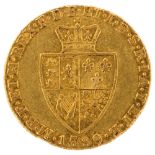 A George III 1789 gold spade guinea coin, 8.3g Light wear to high points, no damage