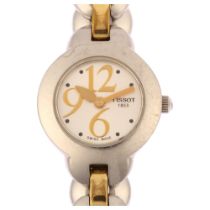TISSOT - a lady's gold plated stainless steel Grain De Folie quartz bracelet watch, ref. G335P,