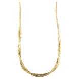 A late 20th century 9ct gold woven chain collar necklace, textured design, maker's mark CGS,