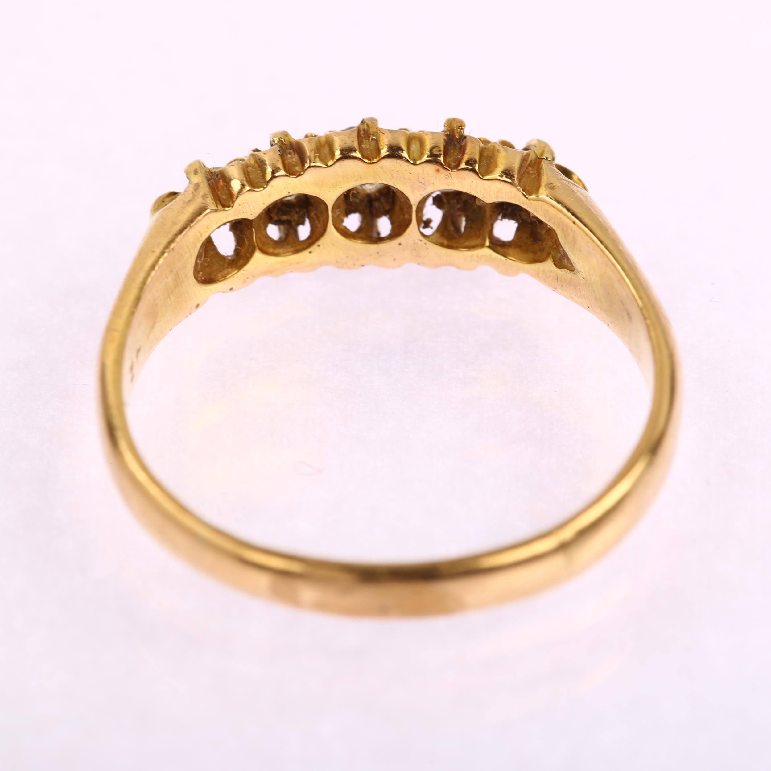 An early 20th century 18ct gold graduated five stone diamond half hoop ring, set with old-cut - Image 3 of 4