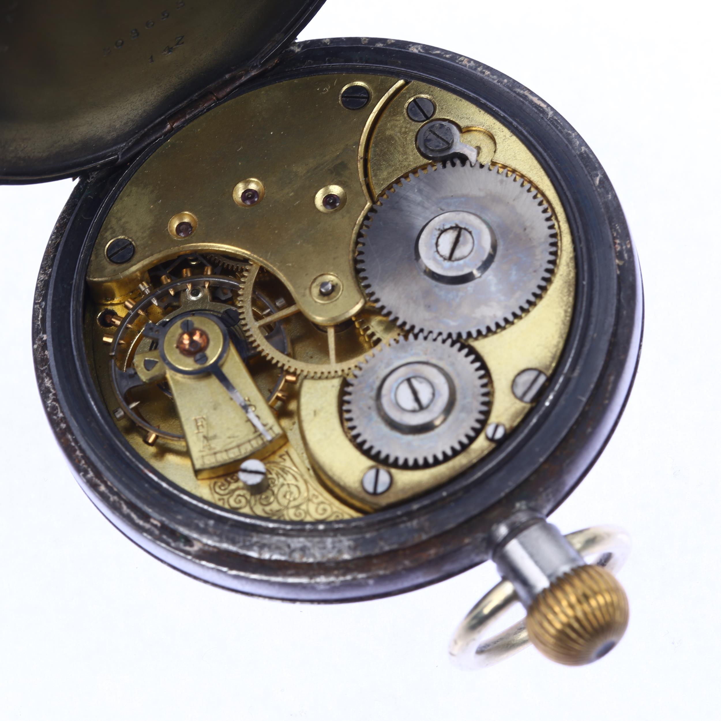 RECORD - an early 20th century silver open-face keyless pocket watch, white enamel dial by James - Image 5 of 5
