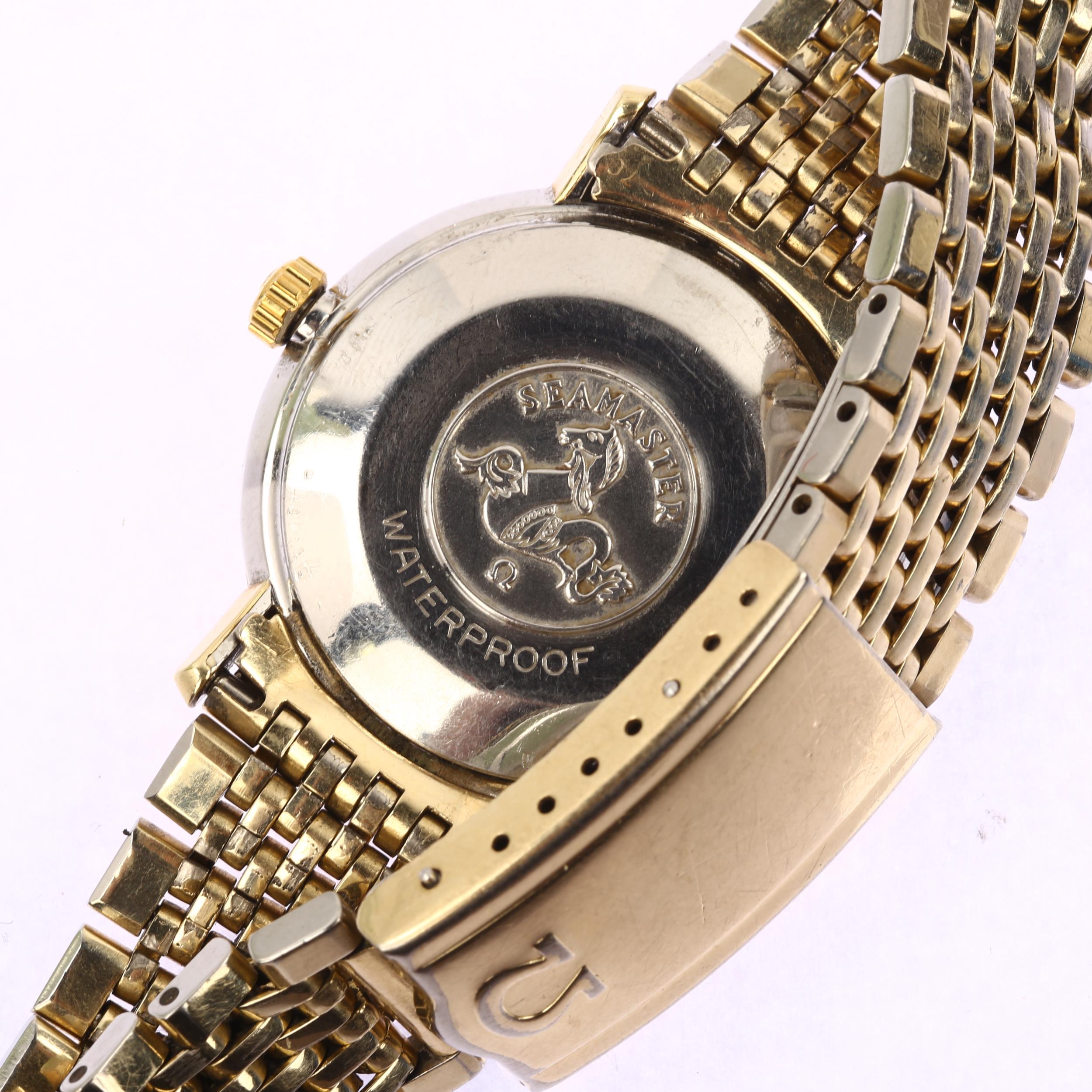 OMEGA - a gold plated stainless steel Seamaster De Ville automatic bracelet watch, silvered dial - Image 4 of 5