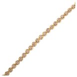 A modern 9ct gold diamond tennis line bracelet, prong set with single-cut diamonds, total diamond