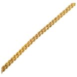 An Italian 9ct gold double rope twist chain bracelet, band width 7mm, internal circumference 16cm,