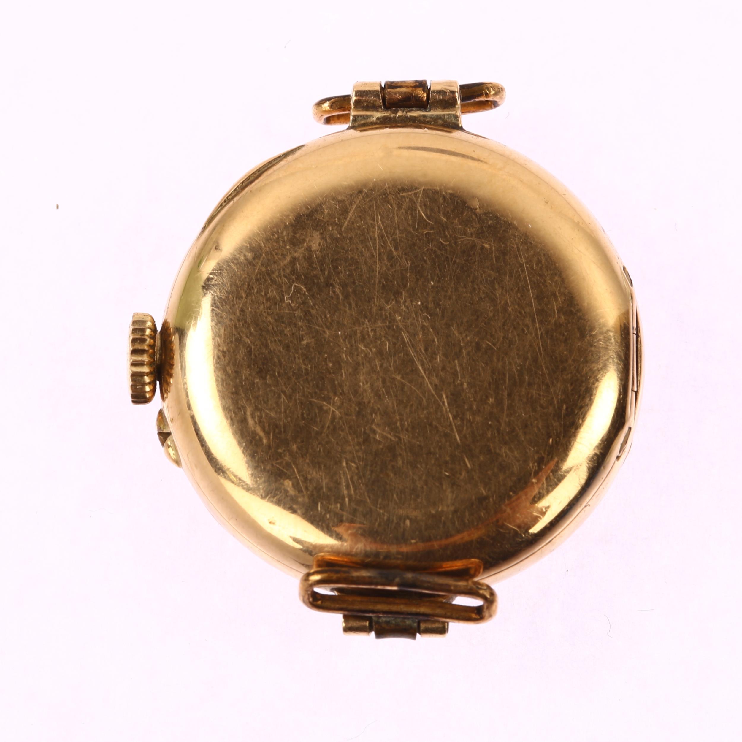 A First World War Period 9ct rose gold Officer's trench style mechanical wristwatch head, white - Image 3 of 5