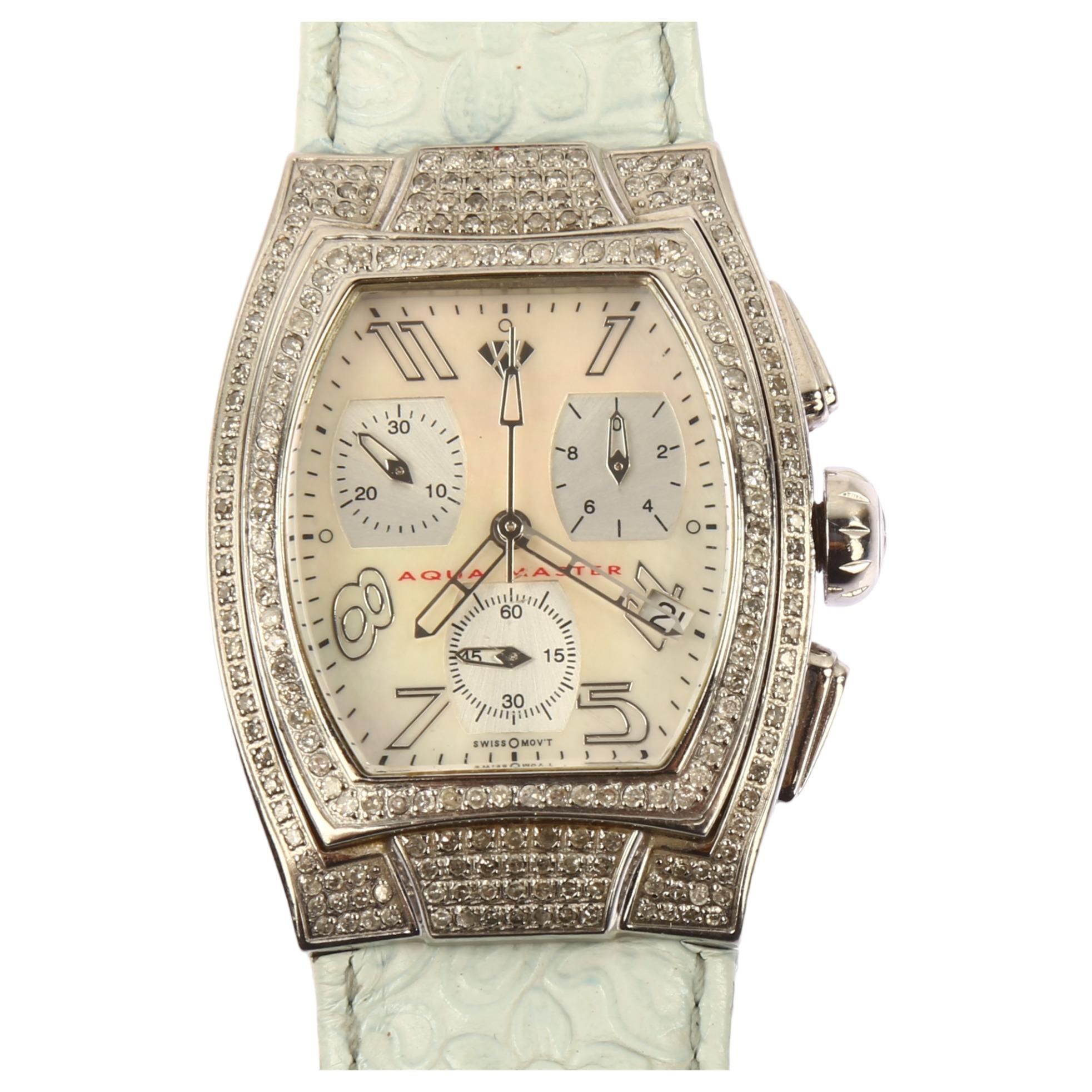 AQUA MASTER - a lady's stainless steel Sam 11 quartz chronograph wristwatch, mother-of-pearl dial