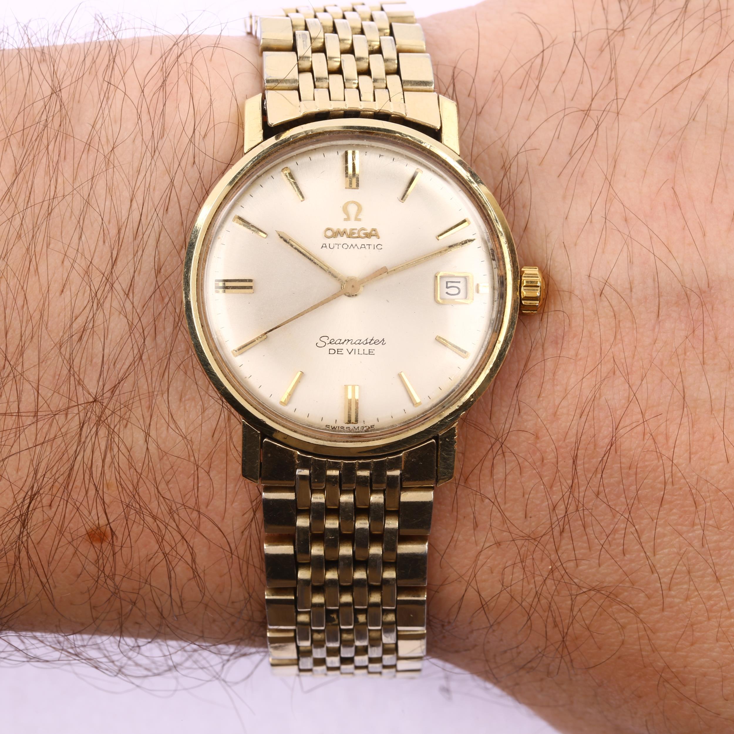 OMEGA - a gold plated stainless steel Seamaster De Ville automatic bracelet watch, silvered dial - Image 5 of 5