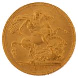 An Edward VII 1907 gold full sovereign coin, Sydney Mint, 7.9g Light wear to high points