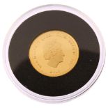 A Queen Elizabeth II 2015 22ct gold proof One Pound coin, by Harrington & Byrne, limited edition