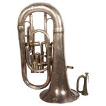 F Beeson - silver plated prototype tuba (A/F). L - 55cm.