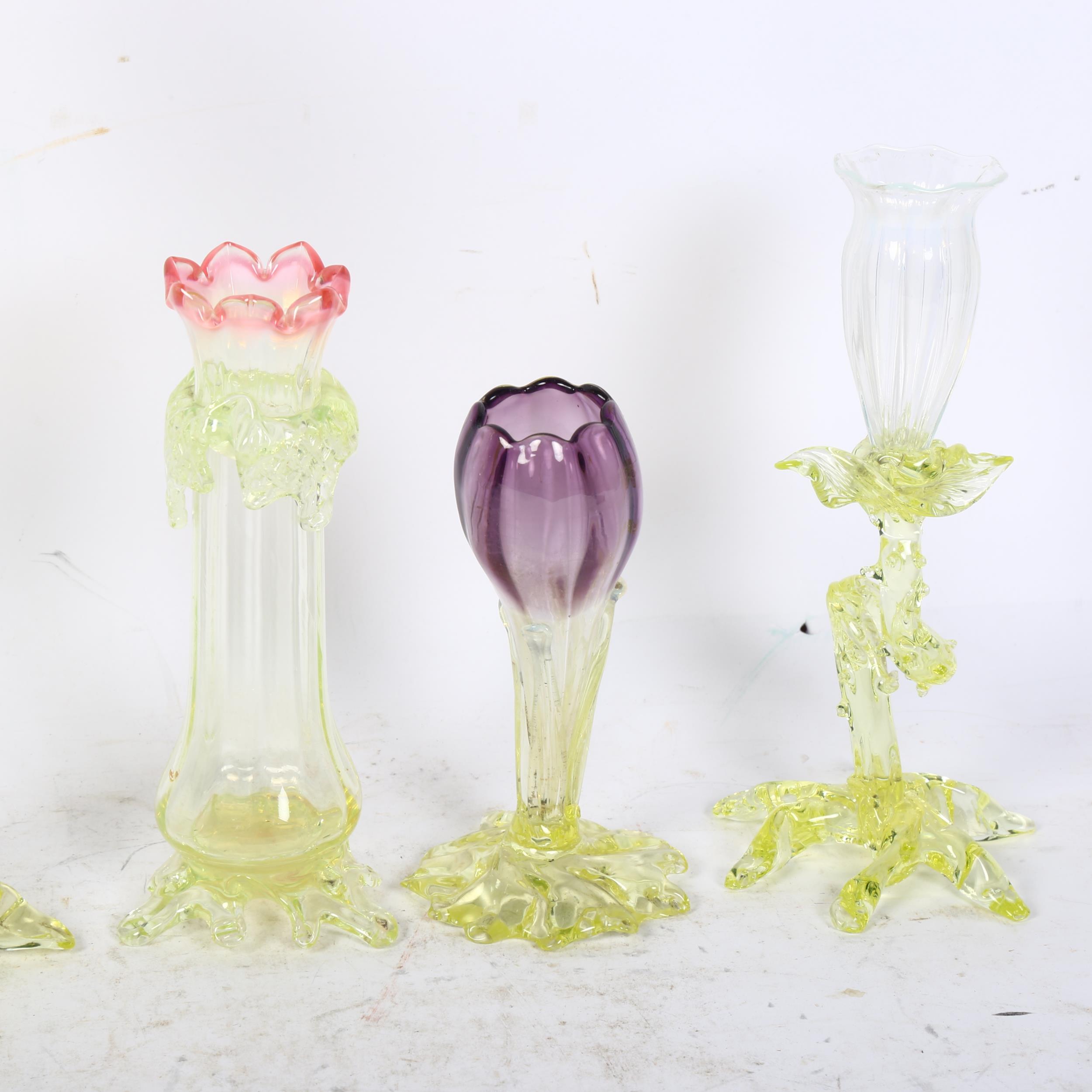 A group 5 items of Victorian form glass, including a crocus design specimen vase, tallest 26cm - Image 2 of 2