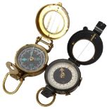 STANLEY, LONDON - a brass-cased pocket compass, and an unmarked pocket compass