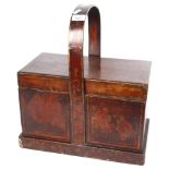 An elm Chinese food carry case with floral banding and decoration. 41x47x23cm. Hidden drawer to