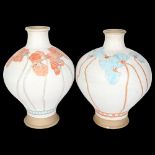 MICHAEL HAWKINS - 2 large Studio pottery vases of baluster form, with sgraffito decoration, with