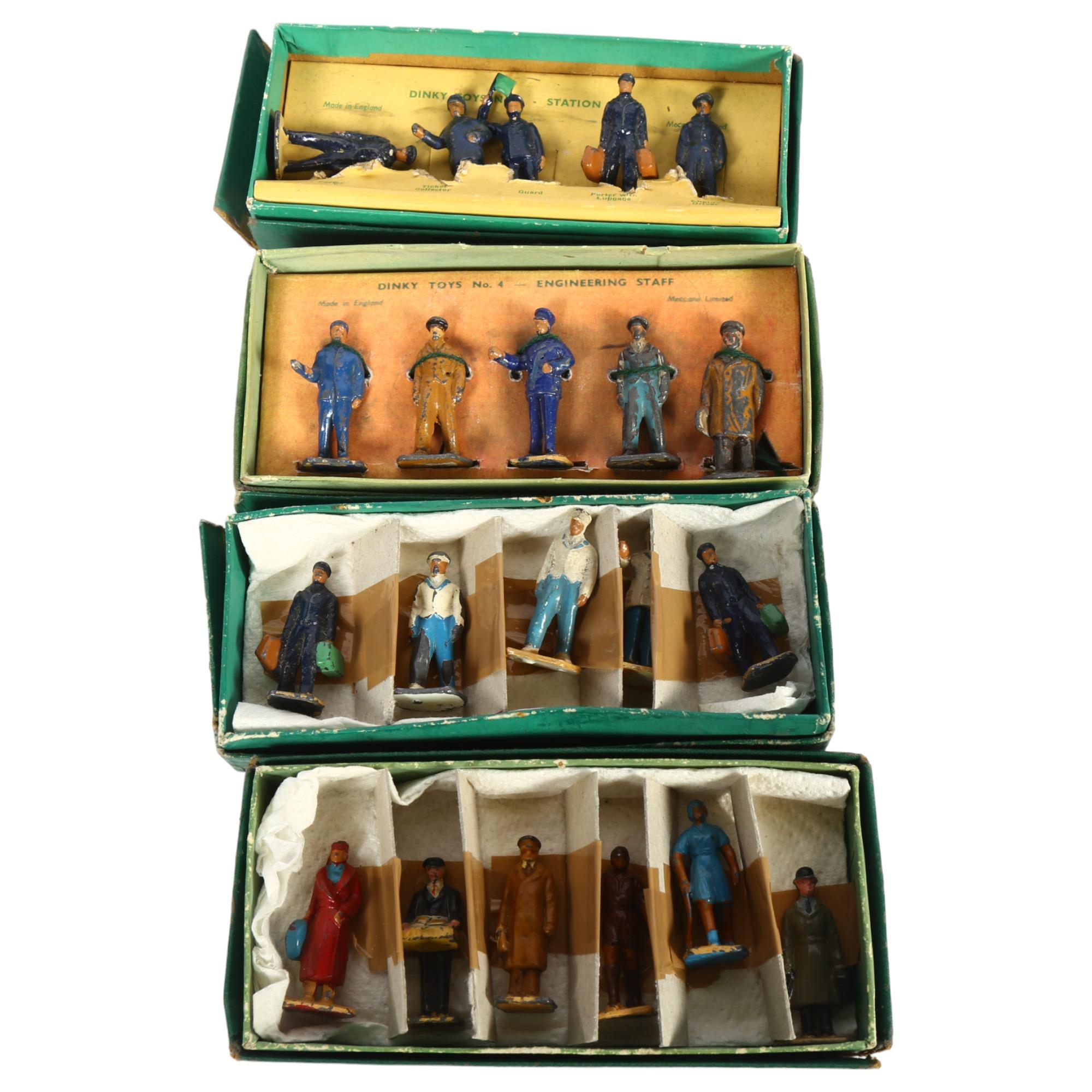 DINKY TOYS - a group of boxed O gauge miniature figures for model railways, by Meccano Ltd,