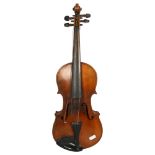 An antique 4-string violin. No bows, carry case or labels. L - 33cm.