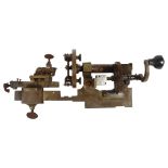 A 20th century bronze watchmaker's hand turned lathe, L42cm