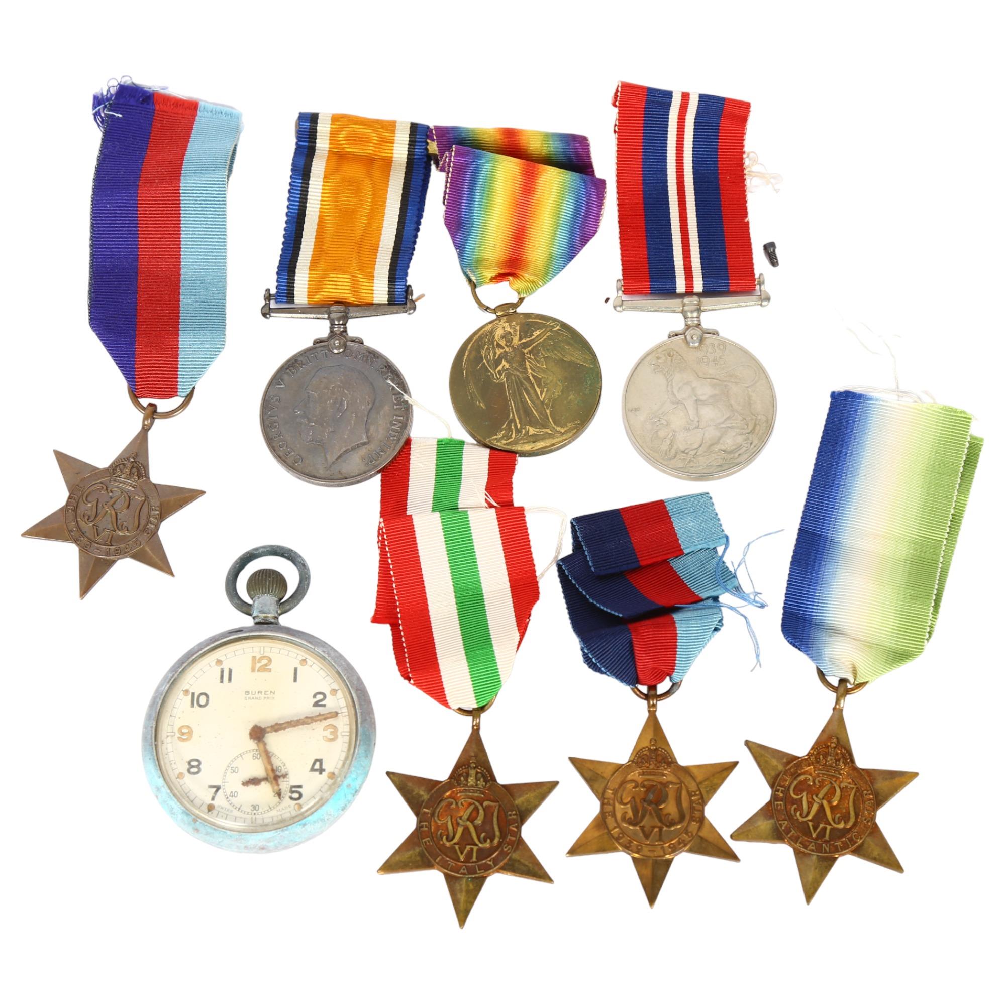 A World War II medal pair, named to 159819 Gnr.W.T Salt.R.A., a Second World War War medal, and 4