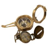 A reproduction brass-cased compass and another (2)