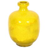 Art pottery yellow glazed terracotta vase, H15.5cm, monogramed to the base, possibly for Hartwig