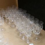 A set of 12 Stuart Crystal engraved Port glasses, H10.5cm, and 12 matching dessert wine goblets