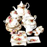 Royal Albert Old Country Roses tea service, including teapot, and matching items