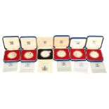 6 cased Royal Mint silver crown proof coins