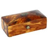 A small Victorian tortoiseshell snuffbox on ceramic ball feet, W7cm Good overall condition but there