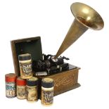 EDISON STANDARD PHONOGRAPH - a Victorian Edison Standard Phonograph wax cylinder player, complete in