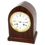 Henry Marc Paris, an early 20th century arch-top mahogany mantel clock, 8-day movement, with