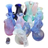 A collection of Caithness glass vases, tallest 15.5cm, and other Art glass