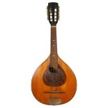 An antique flat beech wood 8-string mandolin. L-60cm.