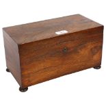 A 19th century rosewood tea caddy on bun feet, W31cm Good overall condition although there are