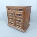 An antique oak Jacobean style chest of four drawers. 79x79x53cm Some splits to drawer liners. Some
