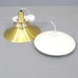 A 1970s' Cuba gold and white aluminium pendant light by R. Van Ingen, makers label, diameter 39cm,