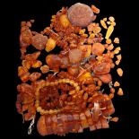 A quantity of Baltic and other amber beads, necklace, and odds etc