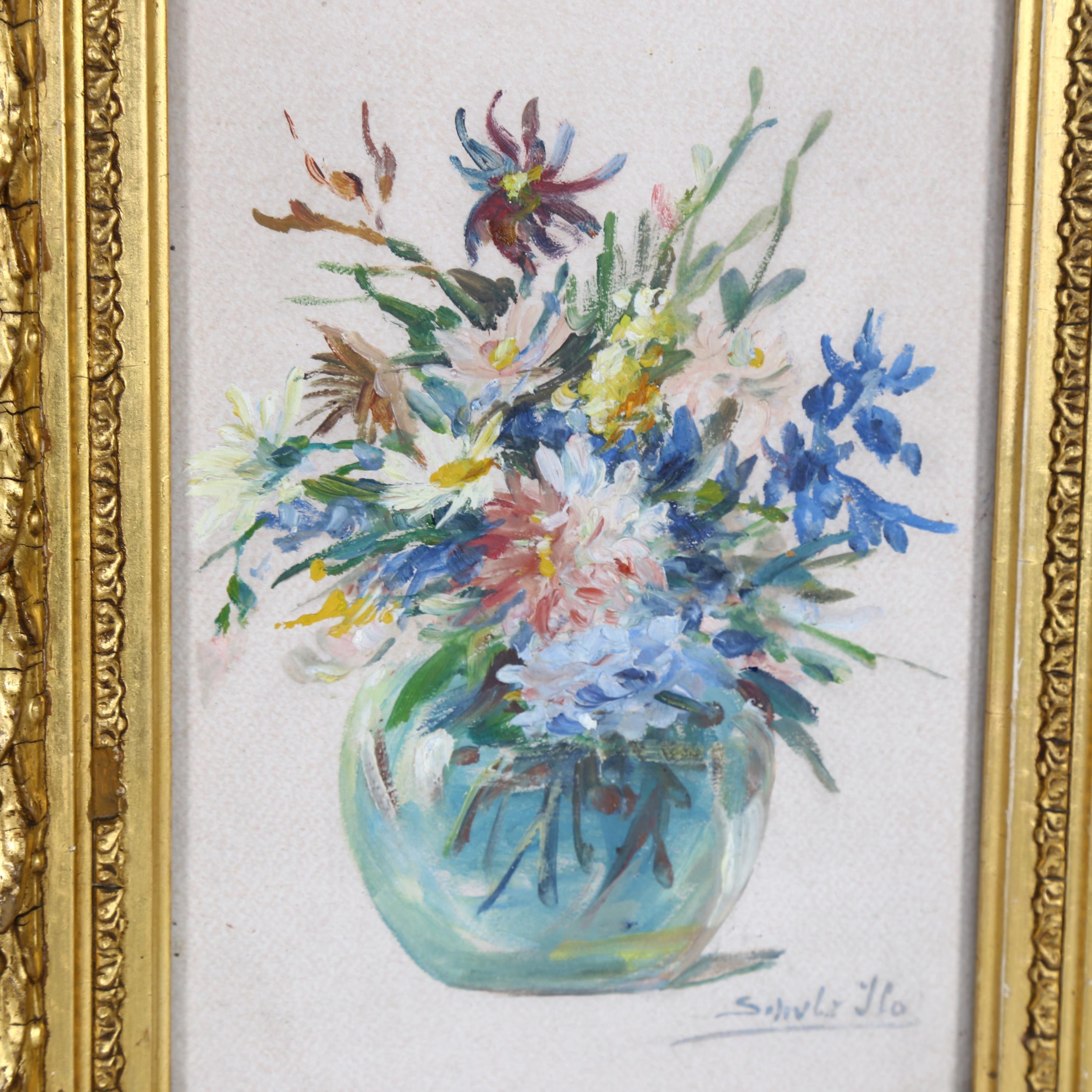 Schulz, a pair of gouaches, still life studies, vase of flowers, image 18cm x 12cm, 26cm x 20cm, - Image 2 of 2