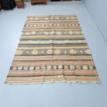 An antique Kilim rug. 200x128cm, a silk runner, 234x70cm, and another silk rug (3).