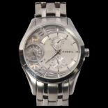 FOSSIL TWIST -a gent's chrome-cased automatic wristwatch, boxed with 3 extra links, currently in