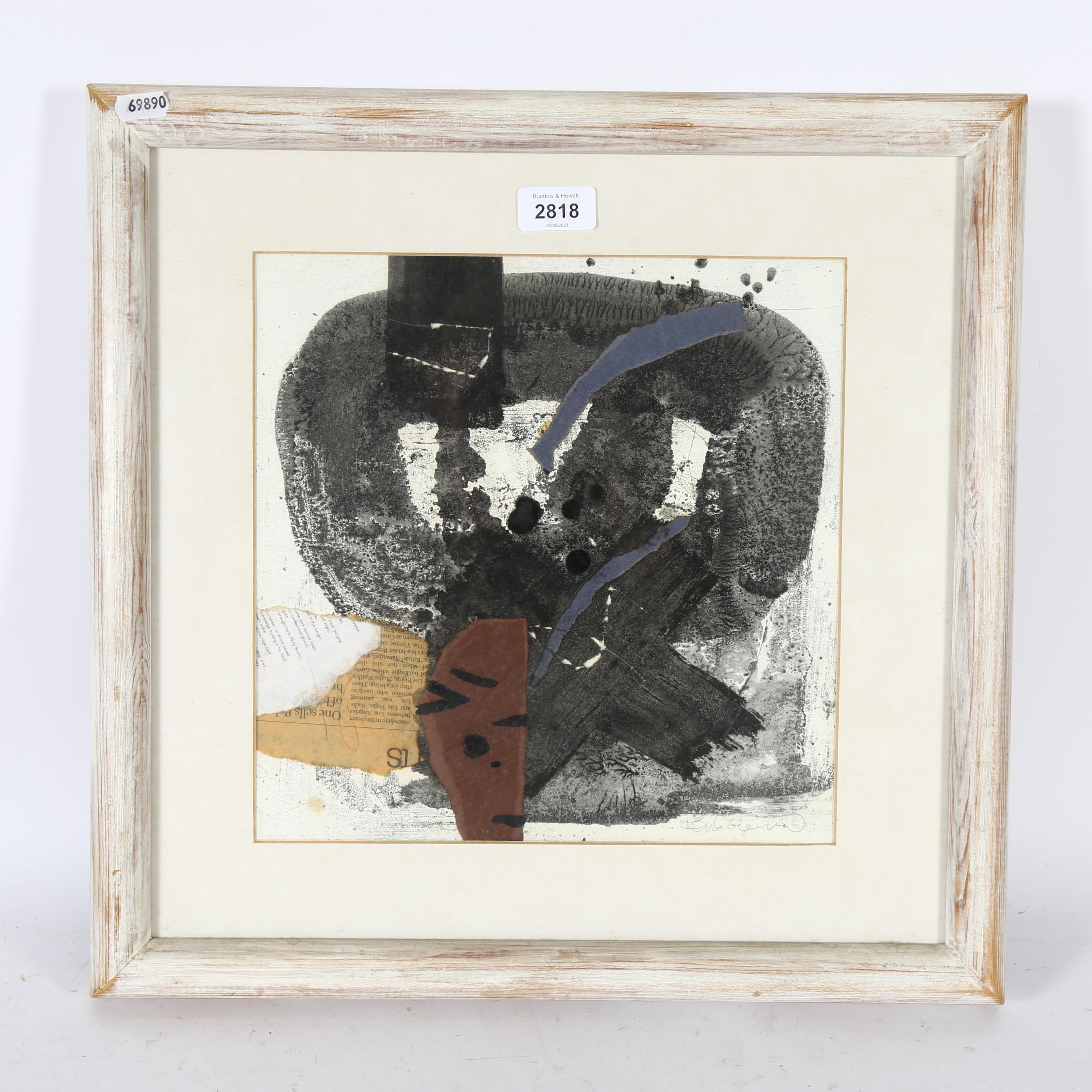 Ken Townsend, mixed media, Sharp I, 45cm x 45cm, white-washed frame