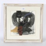 Ken Townsend, mixed media, Sharp I, 45cm x 45cm, white-washed frame