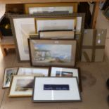 A collection of various prints, watercolours and oils (12)